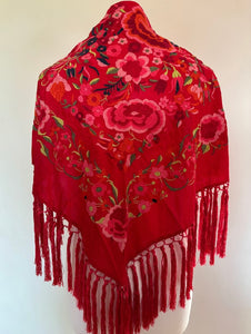 Mantón Bulería rojo